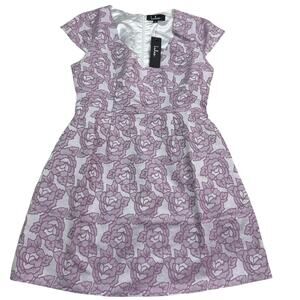 Lulus Cap Sleeve Floral Violet Brocade Mini Cocktail Dress Size M NWT